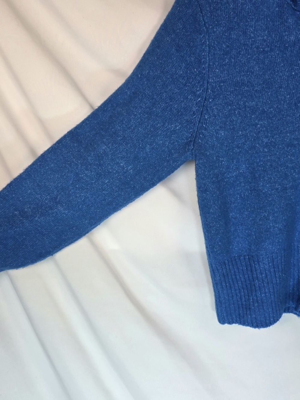 Calvin Klein Jeans Juniors M Knit Zip Up Hoodie Sweater Heather Blue Cropped Y2K - Picture 4 of 6